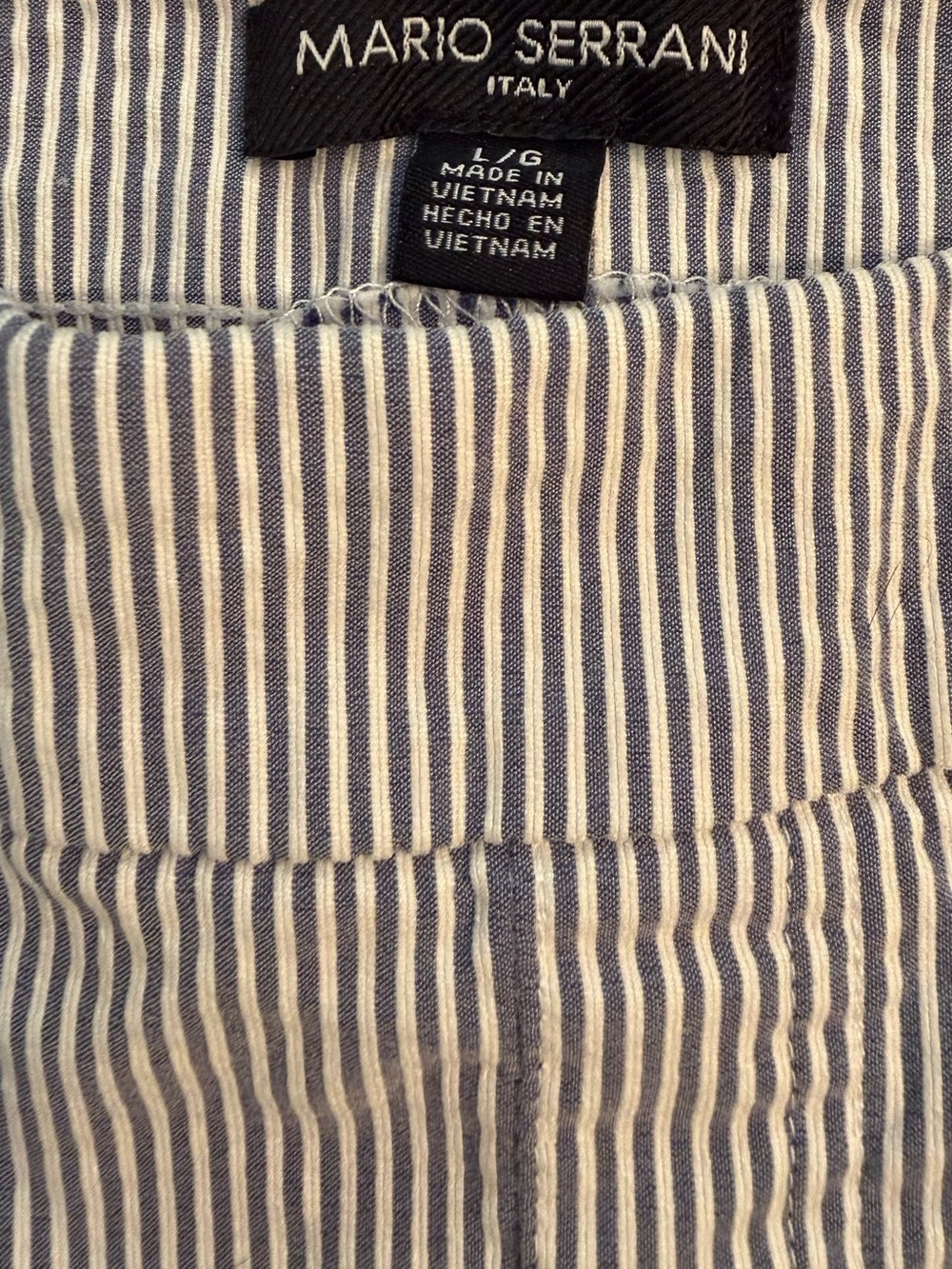 Mario Serrani Navy and White Vertical Stripe Chinos